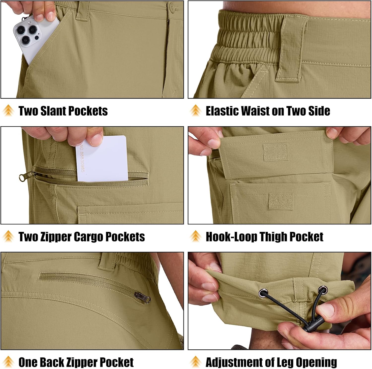 Mens Hiking Pants Cargo Safari Pants for Men Zip Off Outdoor Convertible