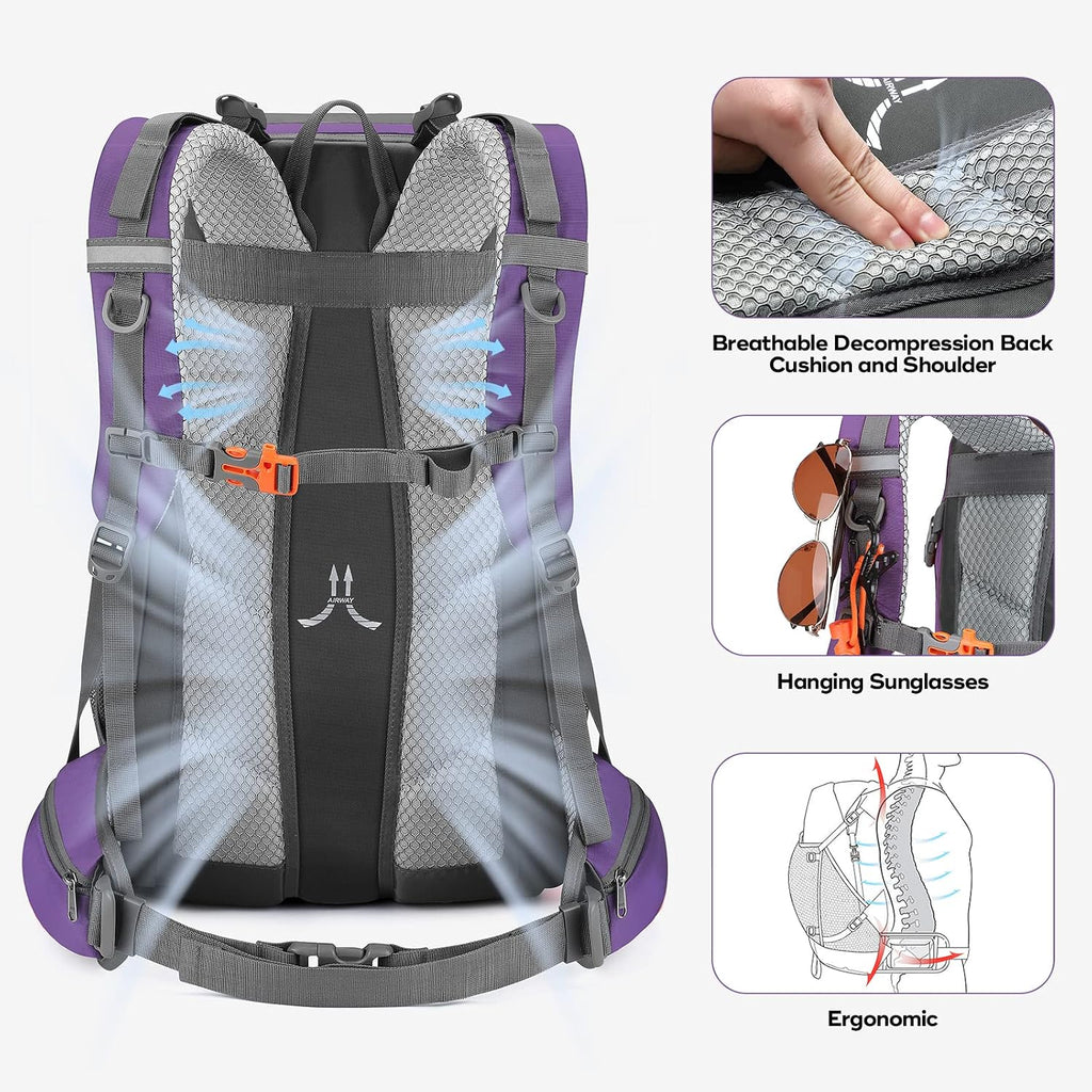 Maelstrom 40L Hiking Backpack, Lightweight Camping Daypack with Rain Cover