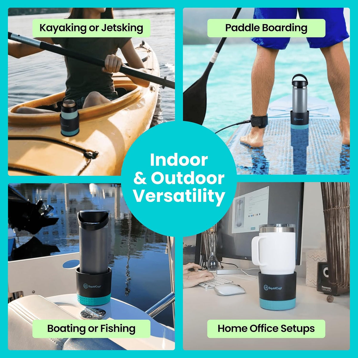 Non-Tipping Cup Holder for Boat - Anti-Spill Suction 12-30 oz