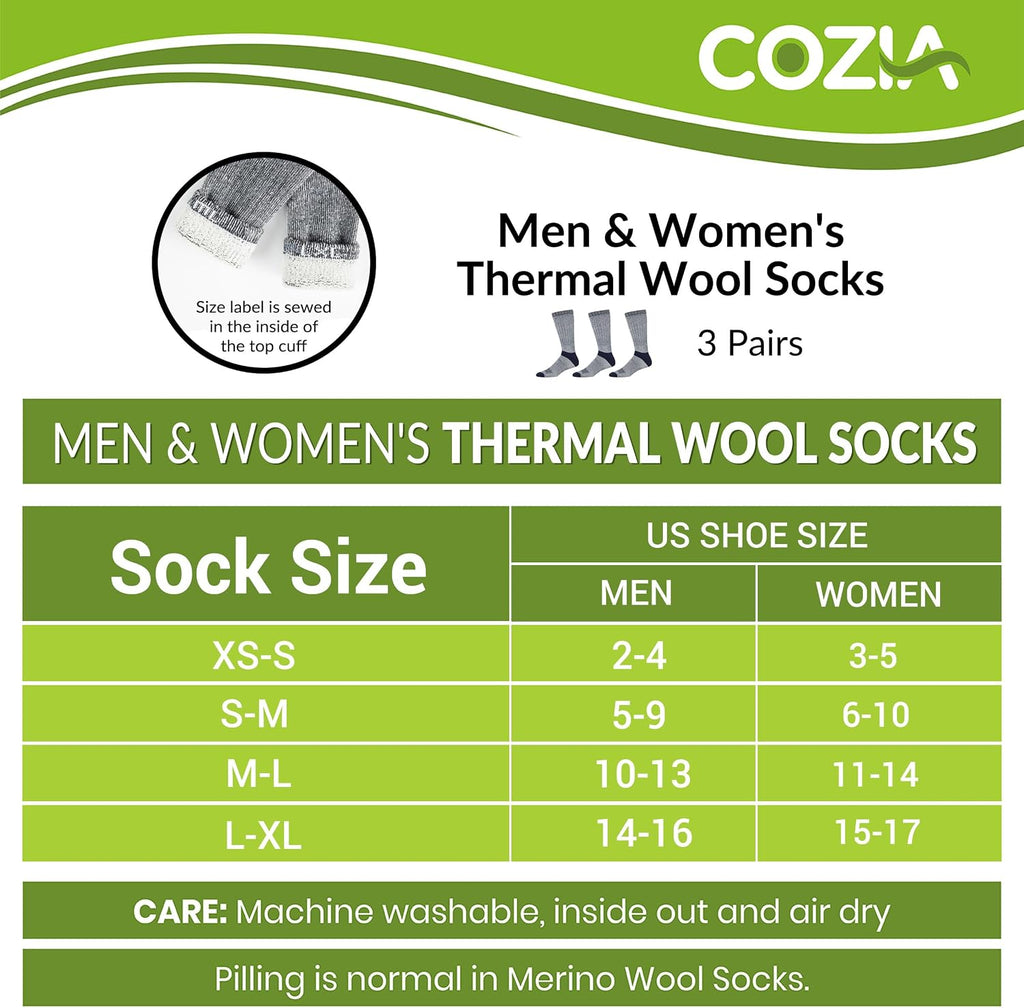 COZIA Merino Wool Socks for Men & Women Casual Warm Winter Cozy Thermal Socks