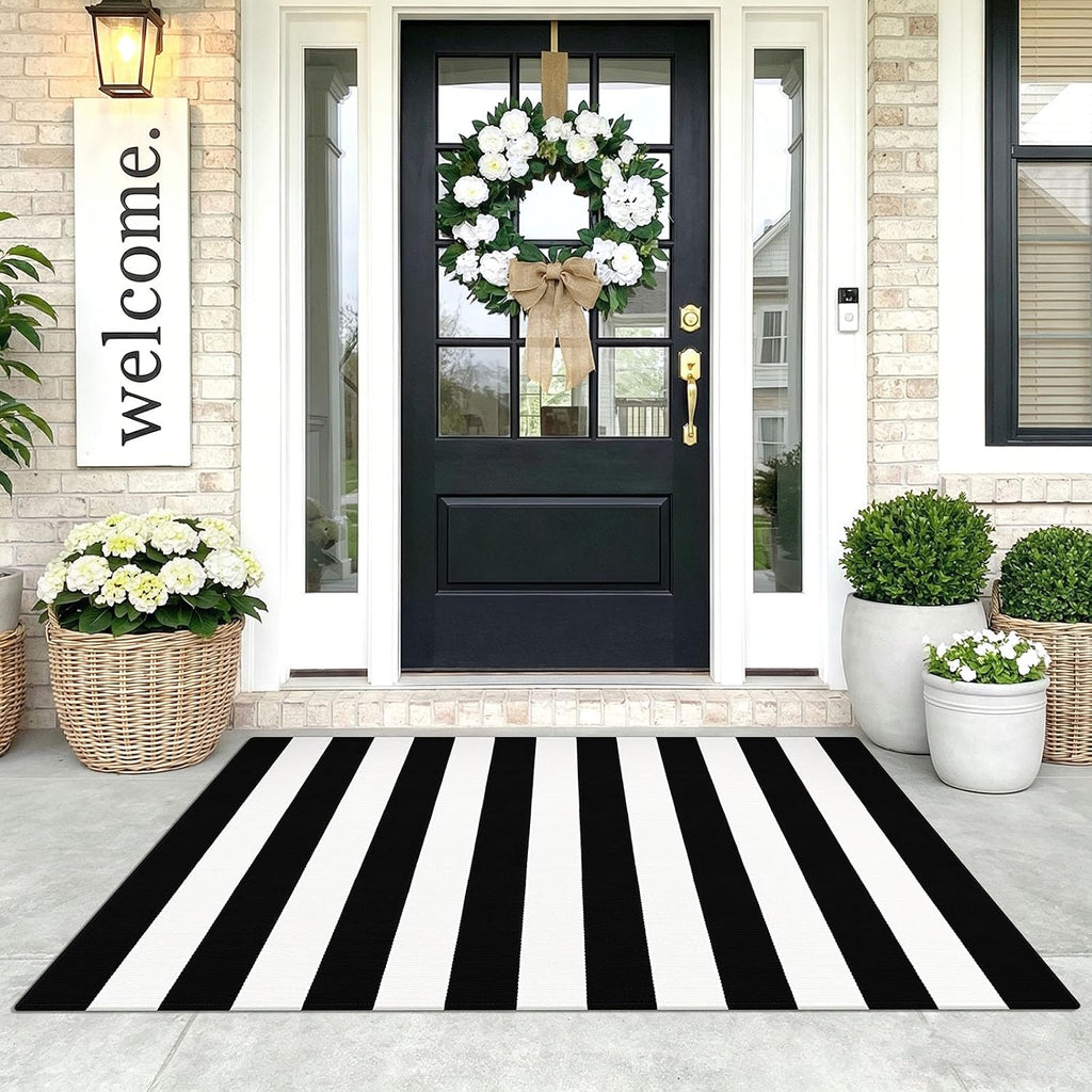 KOZYFLY Black and White Area Rug 3x5 Ft Washable