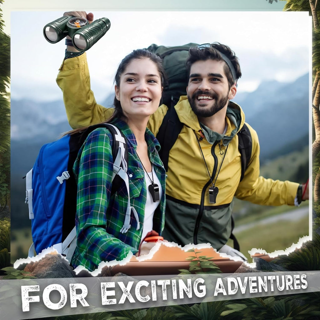 30 Set Mini Binoculars Magnifying Glass Whistle Kit for Bird Watching Outdoor Camping Hiking Exploring Wilderness Adventure