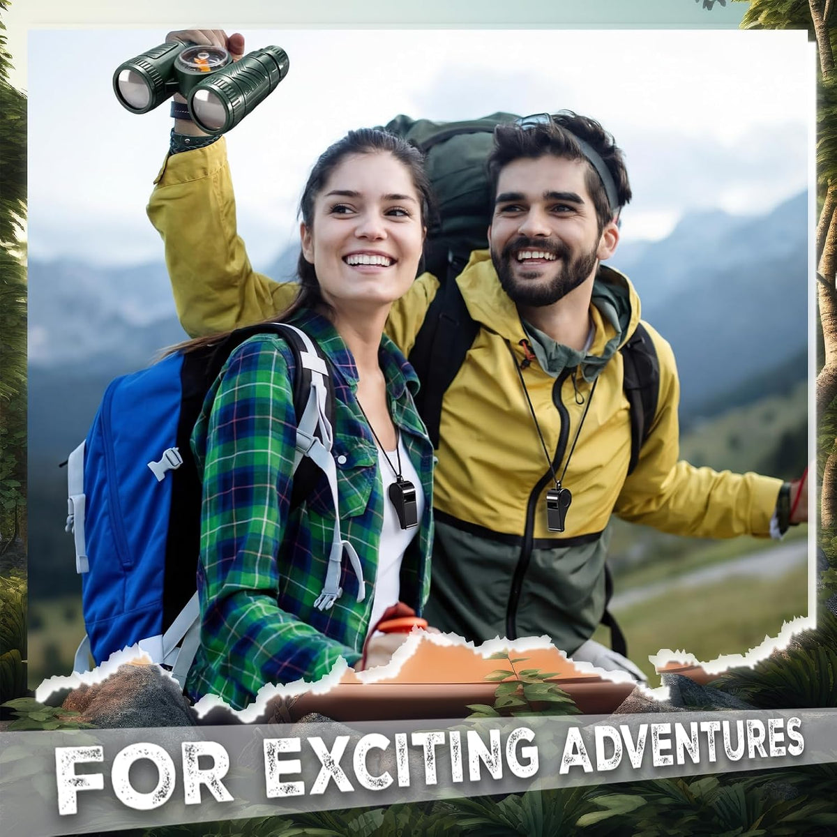 30 Set Mini Binoculars Magnifying Glass Whistle Kit for Bird Watching Outdoor Camping Hiking Exploring Wilderness Adventure