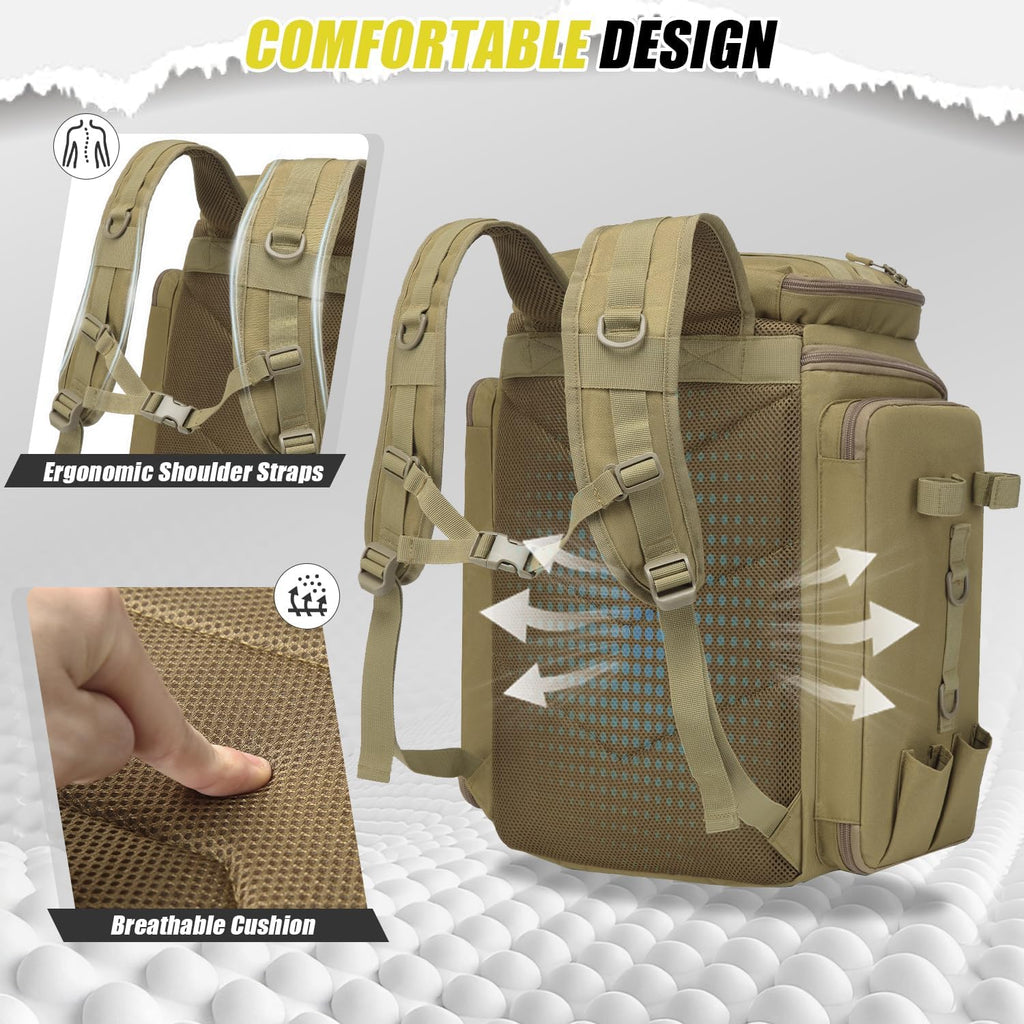 HAMBOLY 45L Fishing Backpack with Rod Holders & Built-in Foldable Divider