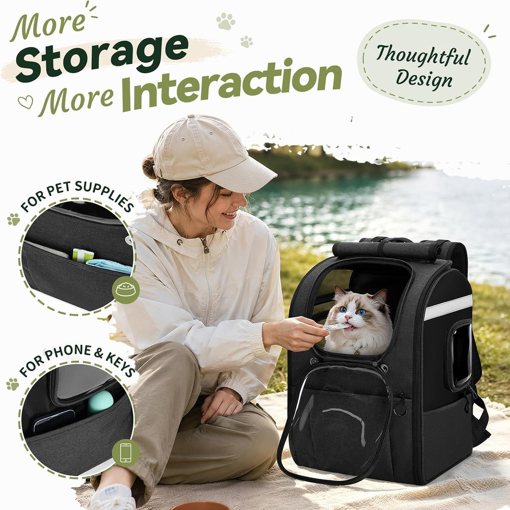 Apollo Walker Cat Backpack Carrier for Small Dogs and Cats, Black