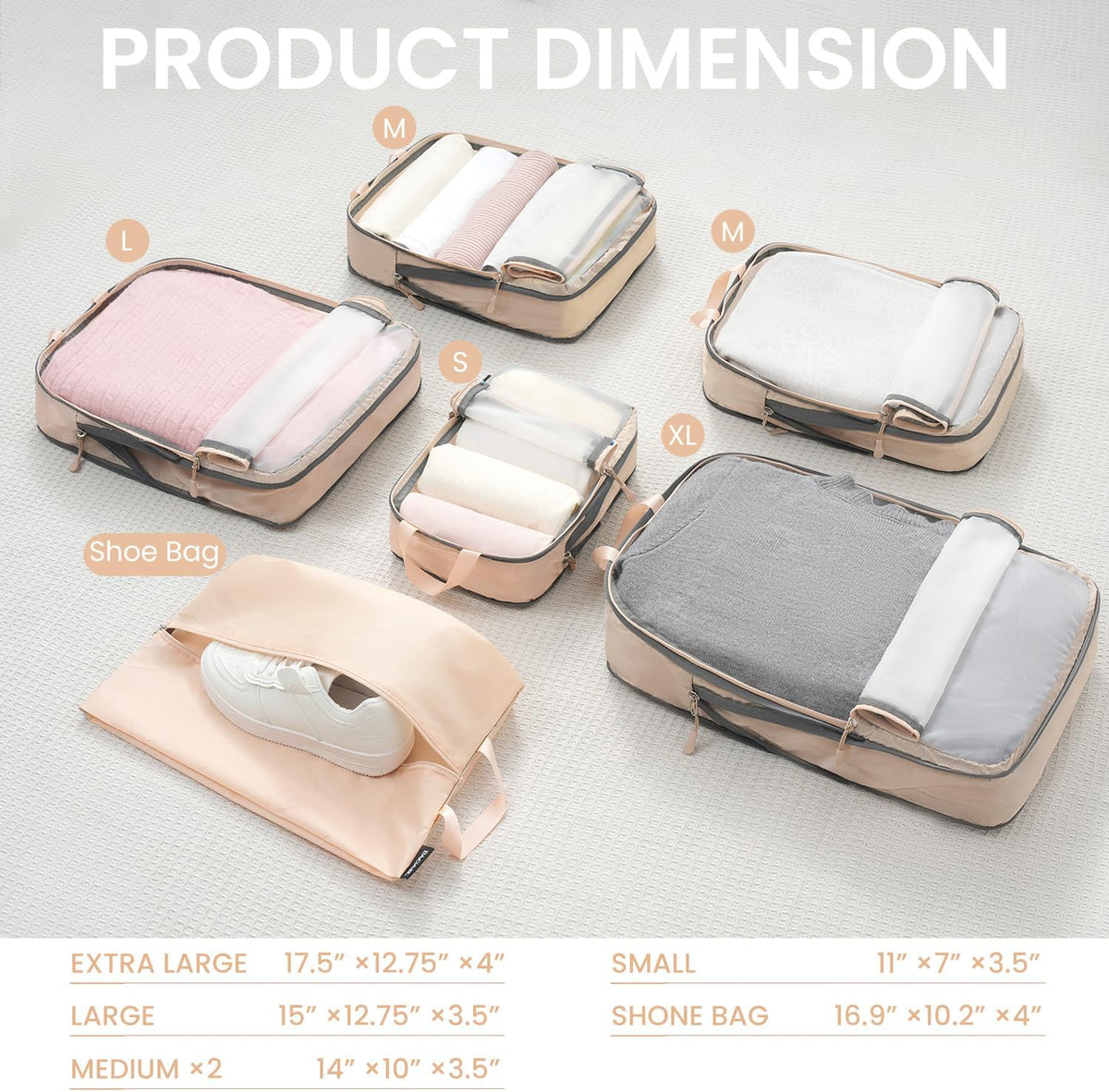 BAGAIL 6 Set Ultralight Compression Packing Cubes Packing Organizer for Travel Accessories Luggage Suitcase Backpack
