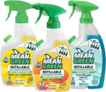 Mean Green Ultra Powered Refillable Cleaner Concentrate Variety 3 Pack – Multi-Purpose Citrus & Green Tea, Bathroom Tropical Breeze, Glass Fresh – 14.3 fl oz Each