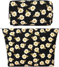 SOIDRAM 2 Pieces Flower Makeup Bag Large Cosmetic Bag Capacity Canvas Mix Travel Toiletry Bag Organizer Cute Makeup Brushes Aesthetic Accessories Storage Bag for Women, Flower Mix Black