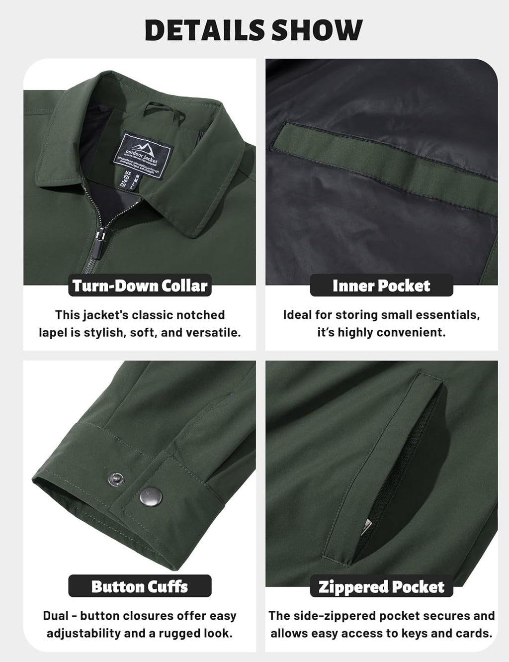 TACVASEN Men's Lightweight Jacket Fall Water-repellent Windbreaker Jackets