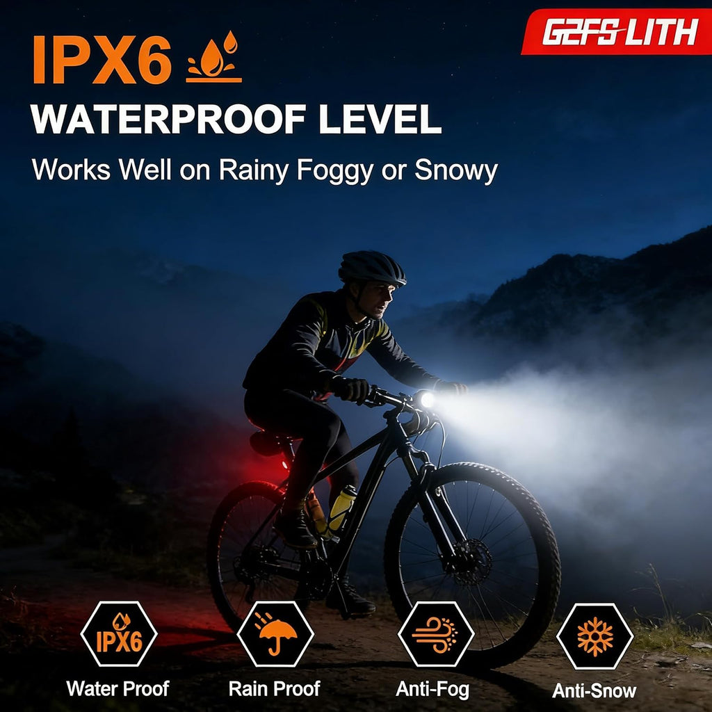 Bicycle Front & Rear Lights, Type-C Rechargeable LED Bike Light Set, IPX6,Waterproof Flashlight for Night Riding, Safety Headlight Taillight, Kids Girls Children's Bicycle Accessories