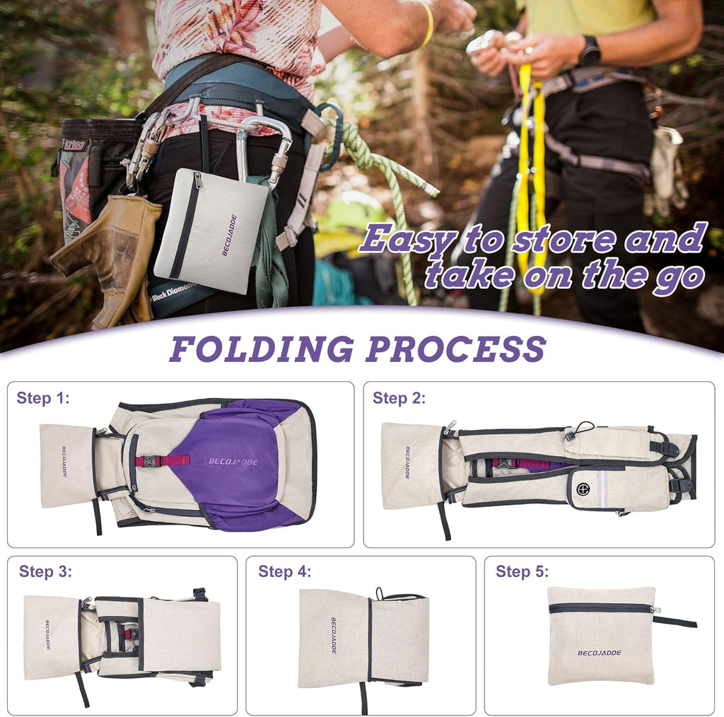 BECOJADDE 15L Small Hiking Backpack for Men Women Foldable Packable Back Pack Ultralight Hiking Daypack for Travel Camping Outdoor, Beige Purple