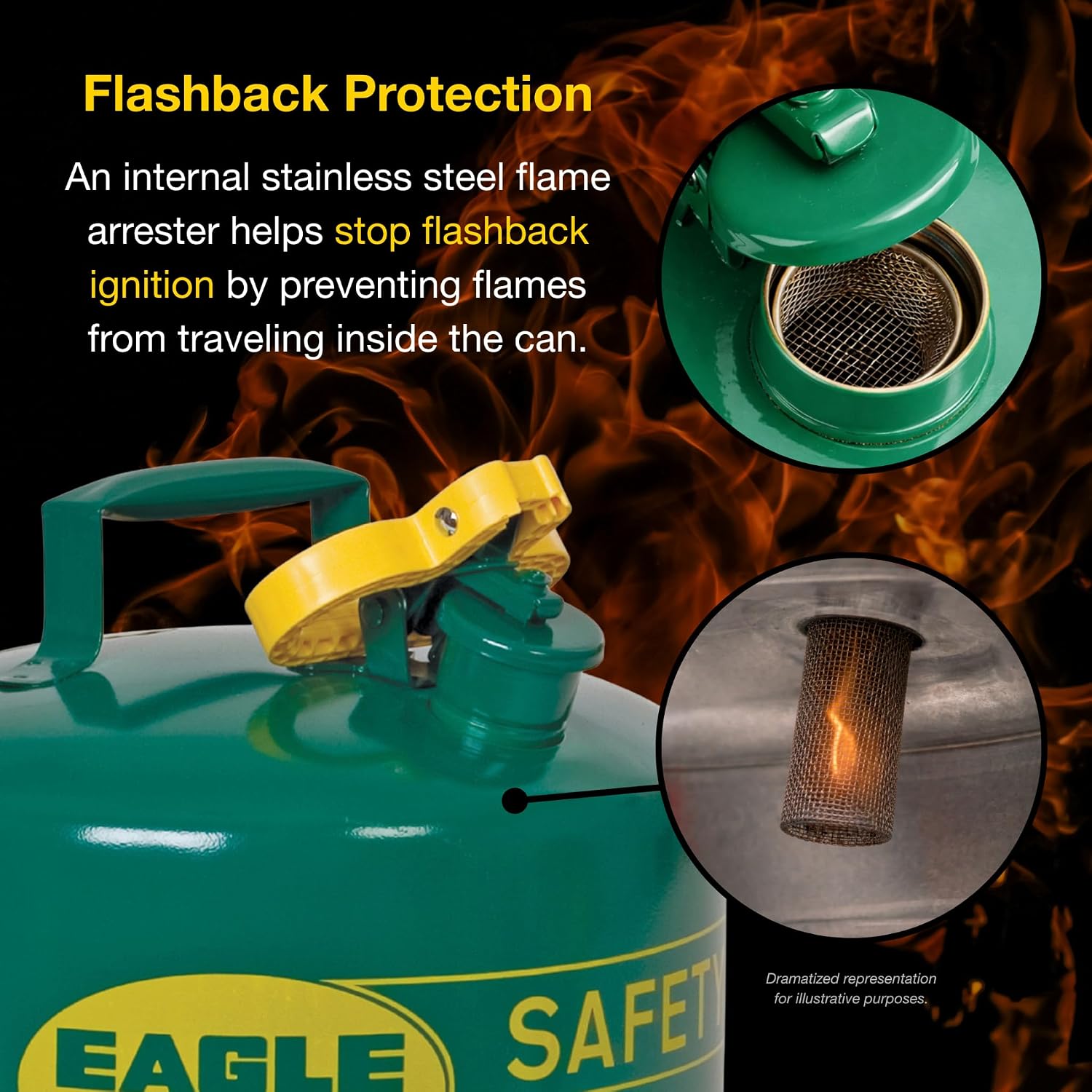 Eagle 5 Gallon Type I Green Safety Gas Can for Oil and Other Combustibles