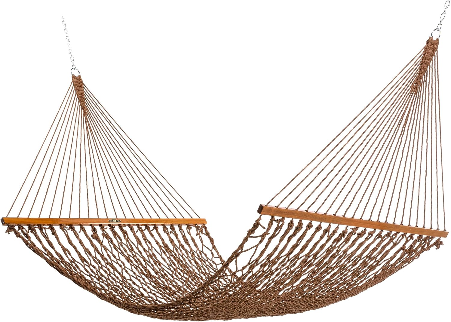 Original Pawleys Island Large Coatal Blue DuraCord Rope Hammock – 13 ft. x 55 in., 2-Person, 450 lb Capacity, Oak Spreader Bar, Zinc-Plated Hardware, Handcrafted in the USA