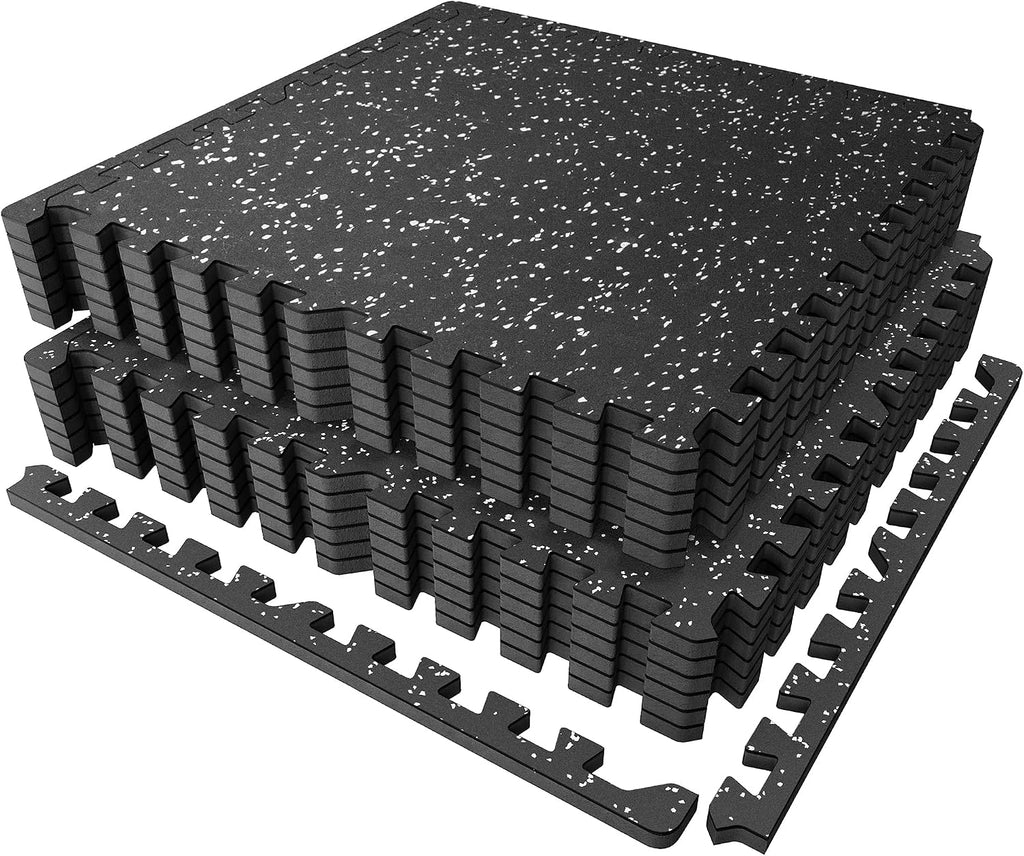PRAISUN 0.56" Rubber Top Gym Flooring, Heavy Duty Gym Mats for Home Gym