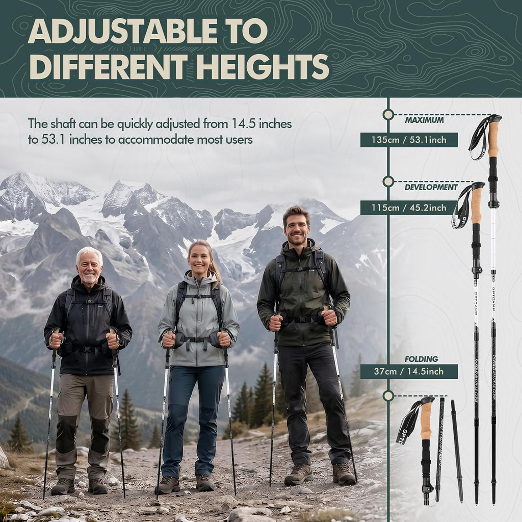 GPTCAMP Folding Trekking Poles 7075 Aluminum Lightweight for Travel