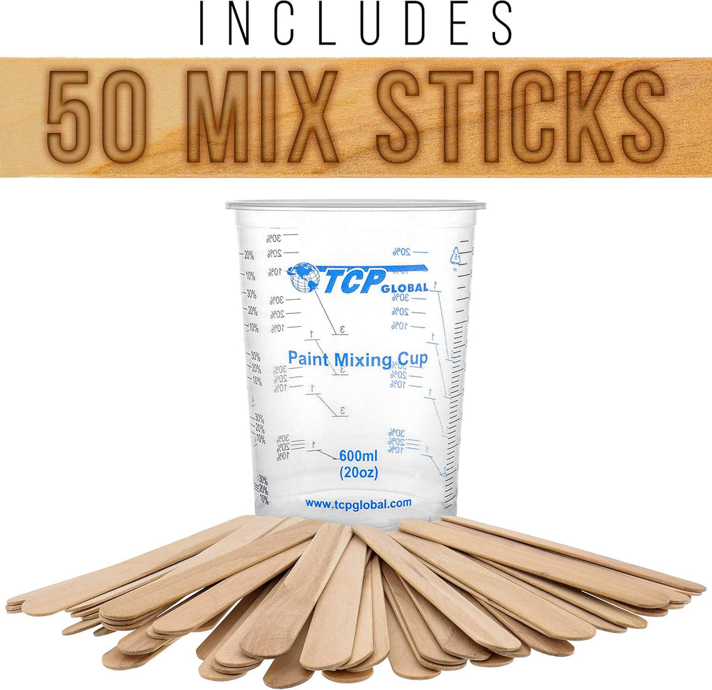 TCP Global 20 oz. (600ml) Graduated Plastic Mixing Cups - Box of 100