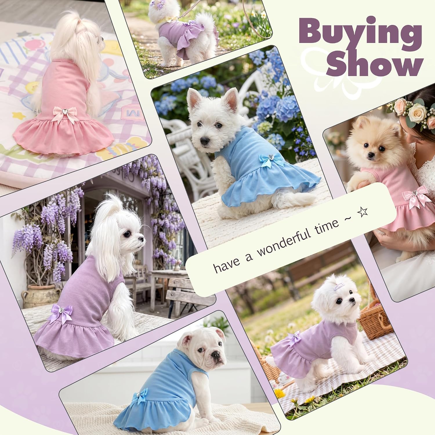 WOYYHO Small Dog Dress with Bowknot, Cute Sleeveless Puppy Princess Dress