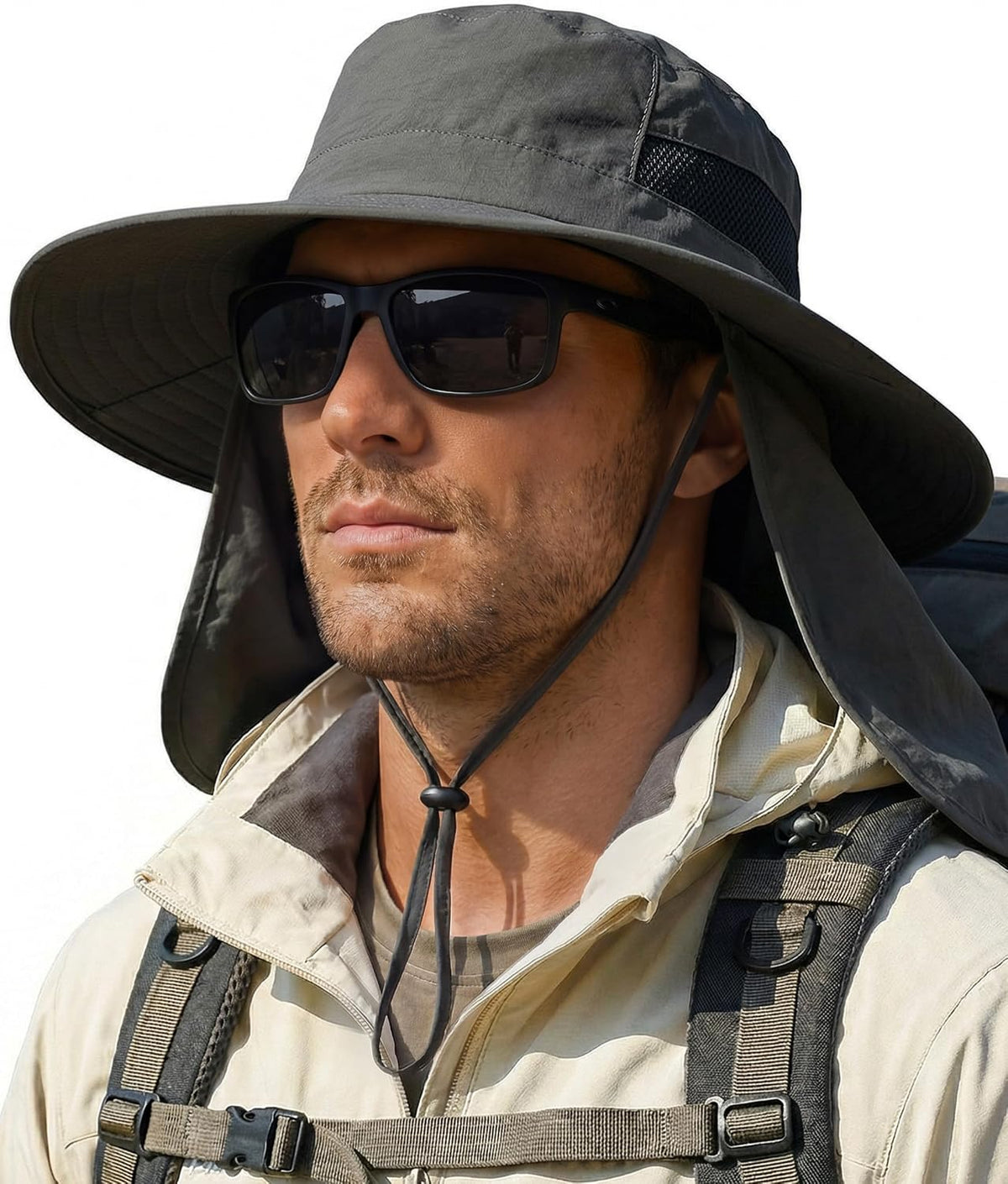Sun Hats for Men Wide Brim Bucket Hat with Neck Flap for Fishing & Hiking Mens Sun Hat for UV Protection