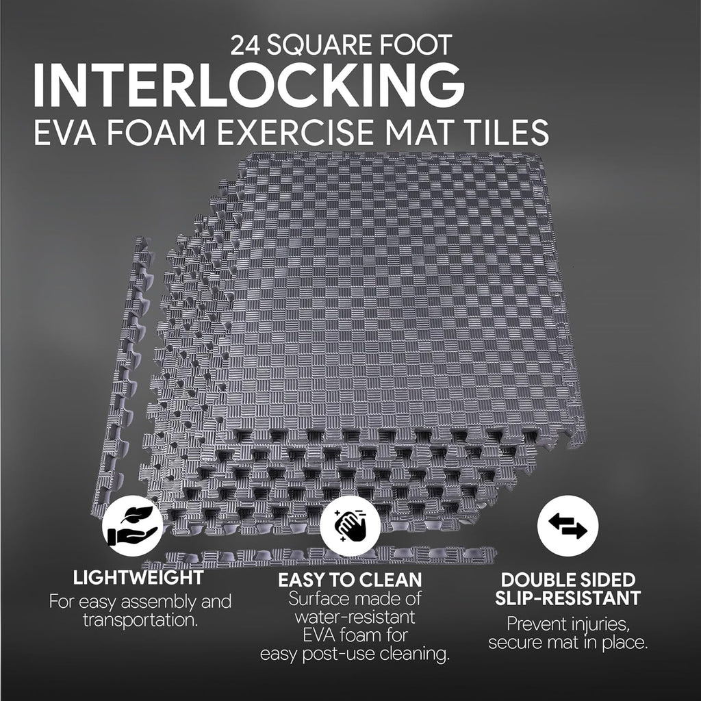 BalanceFrom Puzzle Exercise Mat 1" Thick, EVA Interlocking Foam Floor