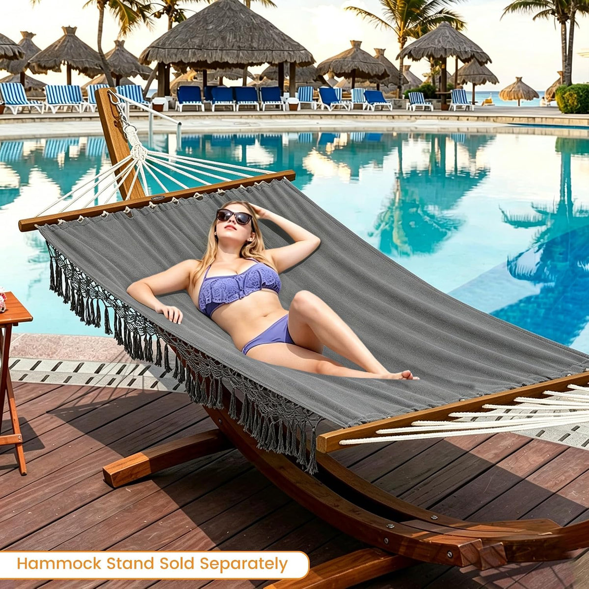 Lazy Daze Cotton Camping Hammock, Double Hammock with 55" Spreader Bar