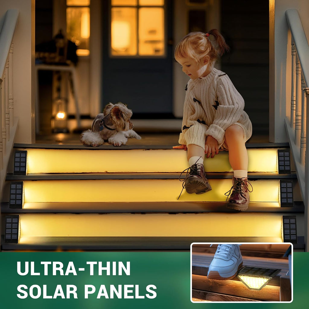 Solar Step Lights Waterproof, Stair Lights Outdoor Decor, 6 Pack Warm White