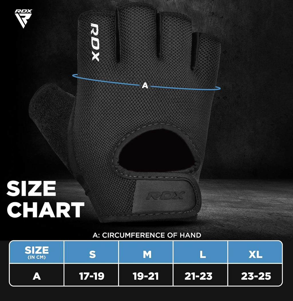 RDX Weight Lifting Gloves Gym Fitness Workout, Anti Slip Palm Protection Half Finger Exercise Glove for Powerlifting Deadlifting Bodybuilding Calisthenics Cycling Rowing Climbing Training, Men Women