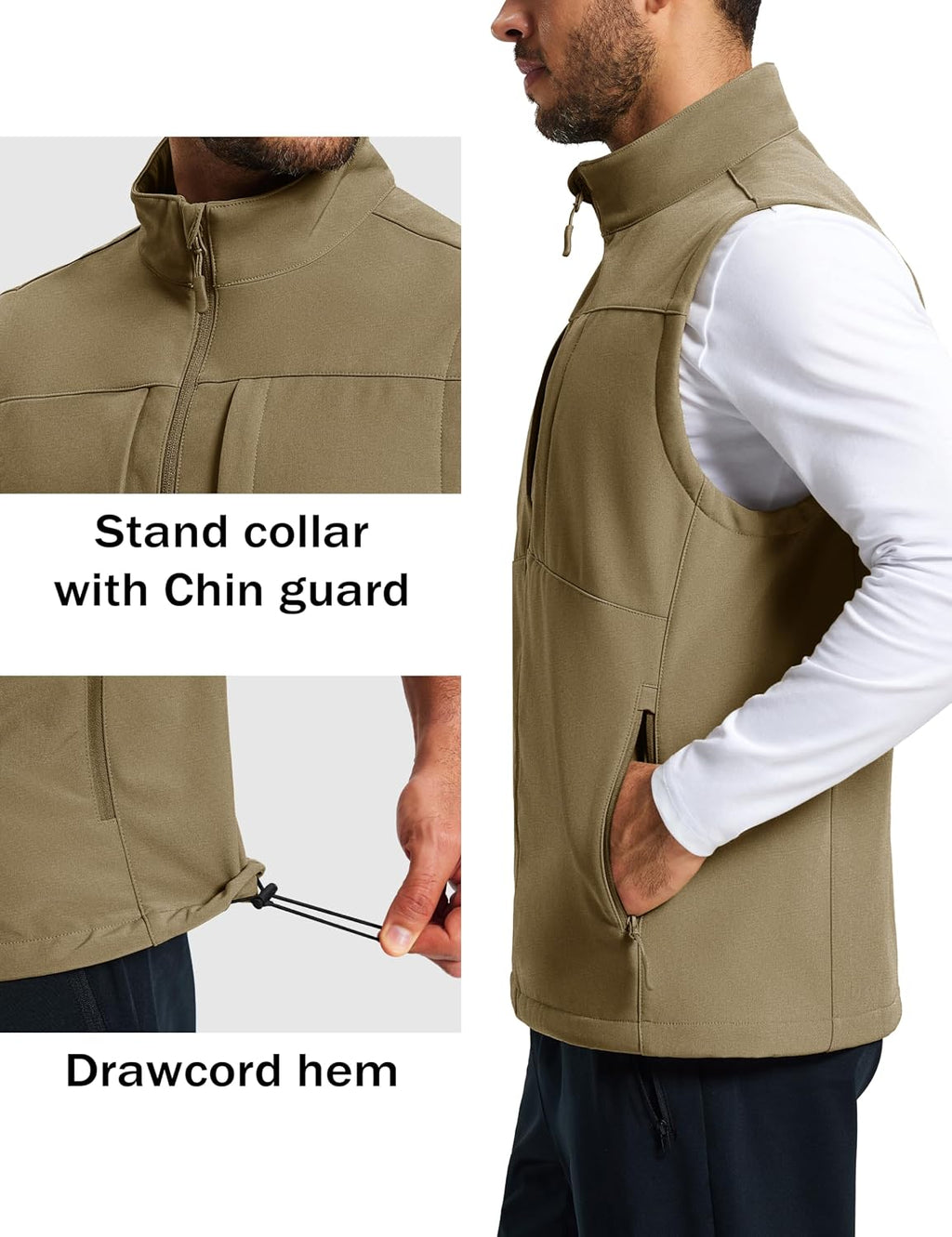 MAGCOMSEN Men's Lightweight Softshell Vest Outerwear Fleece Golf Running