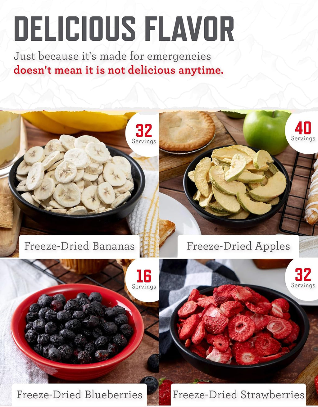 READYWISE Emergency Food Survival Supply Fruit Bucket 120 Servings