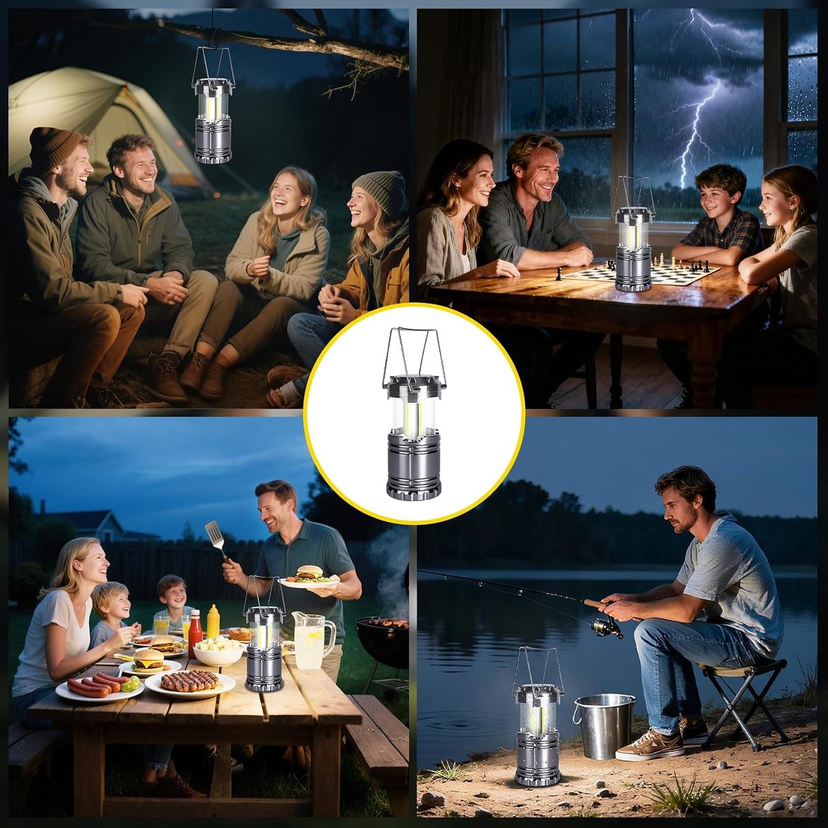 KUNHE LED 60 Pack Camping Lantern Battery-Operated (Includes 180 AA Alkaline Batteries) 350 lumens IPX4 Waterproof Lanterns for Power Outages Emergency Hurricane Storm Outdoor Camping