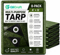 8 Pack 4 x 6 ft Army Green Tarps, 5.5 Mil Heavy Duty Waterproof Tarp
