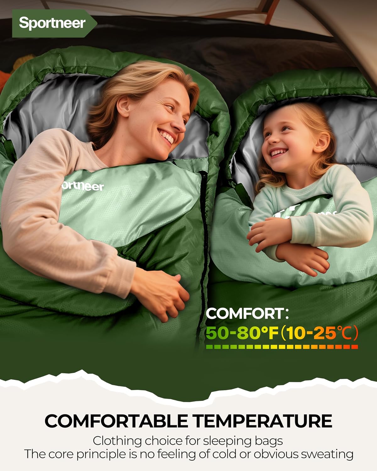 Sportneer Sleeping Bag for Adults Kid Waterproof lightweight Camping Hiking