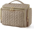 BAGSMART Travel Toiletry Bag, Large Wide-open Travel Bag for Toiletries, Makeup Cosmetic Travel Bag with Handle-Camel