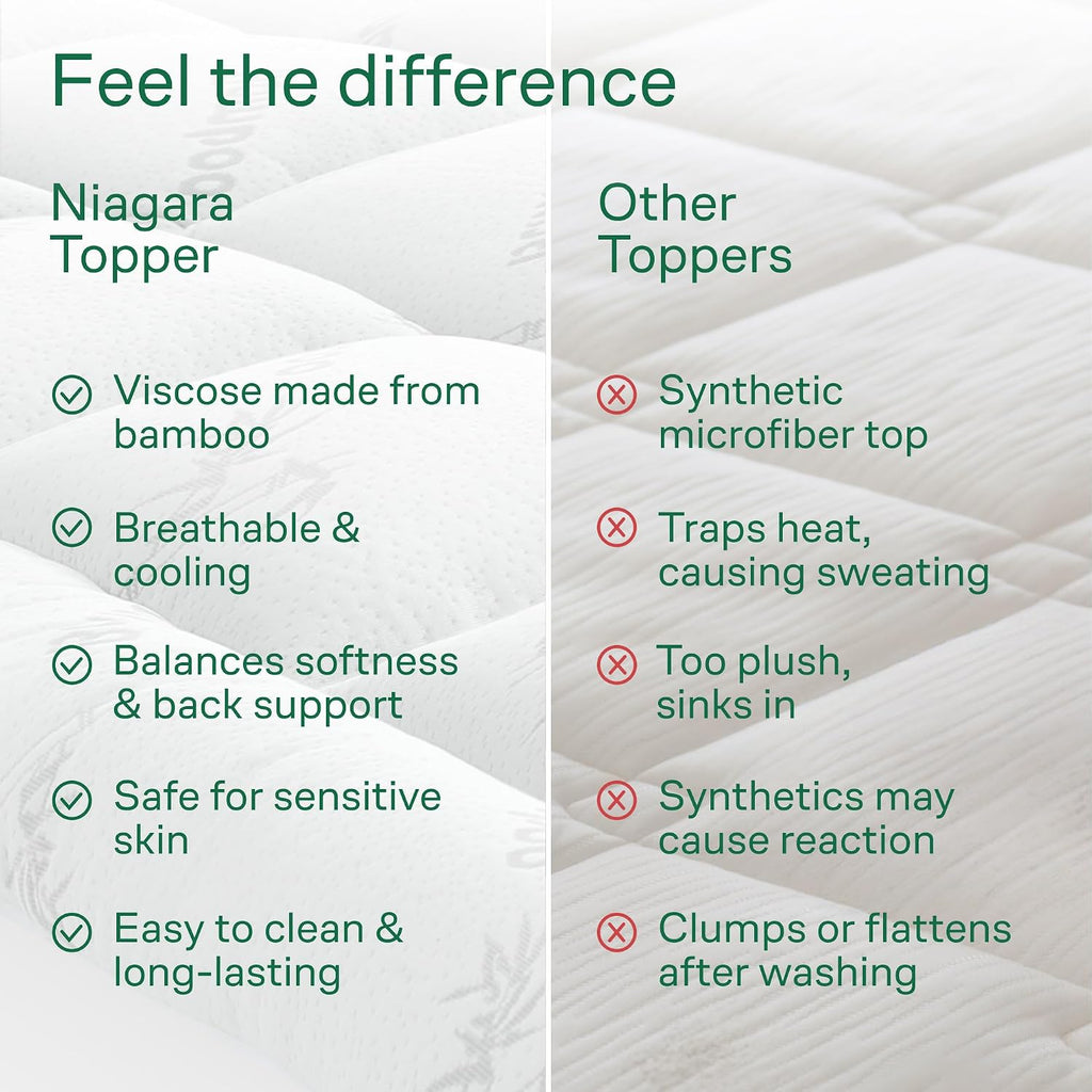 Ultra Soft Full Size Mattress Topper - Viscose Made from Bamboo Pillow Top Mattress Pad for Back Pain Relief - Naturally Cooling for Hot Sleepers, White