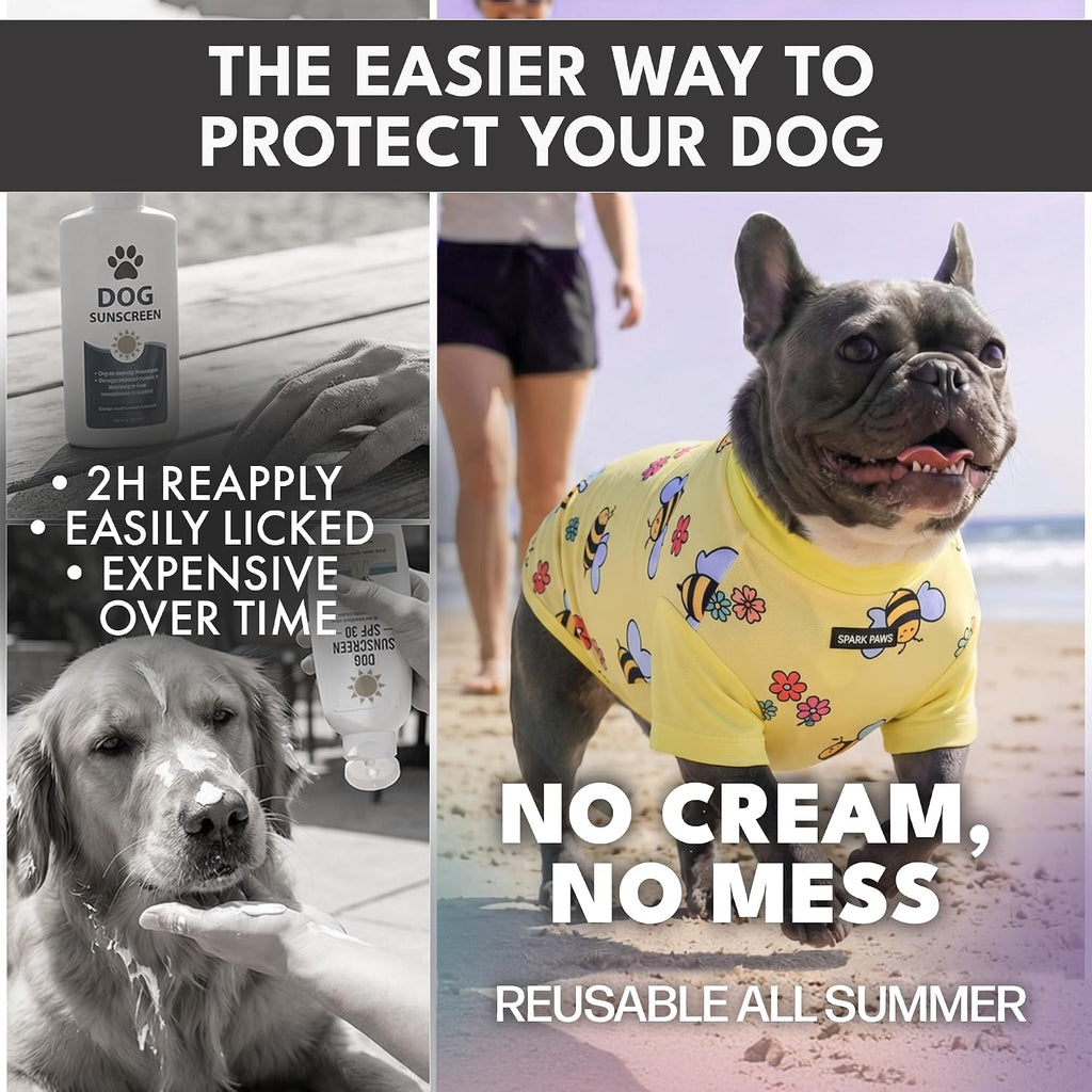 Spark Paws Sunblock Dog T-Shirt, SPF 30 UV Sun Protection, Summer Cooling