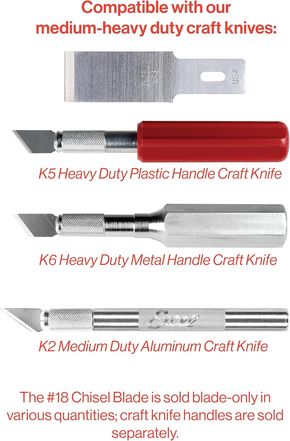 Excel Blades #18 100-Pack Wood Chisel Blades, 1/2-Inch Carbon Steel, USA