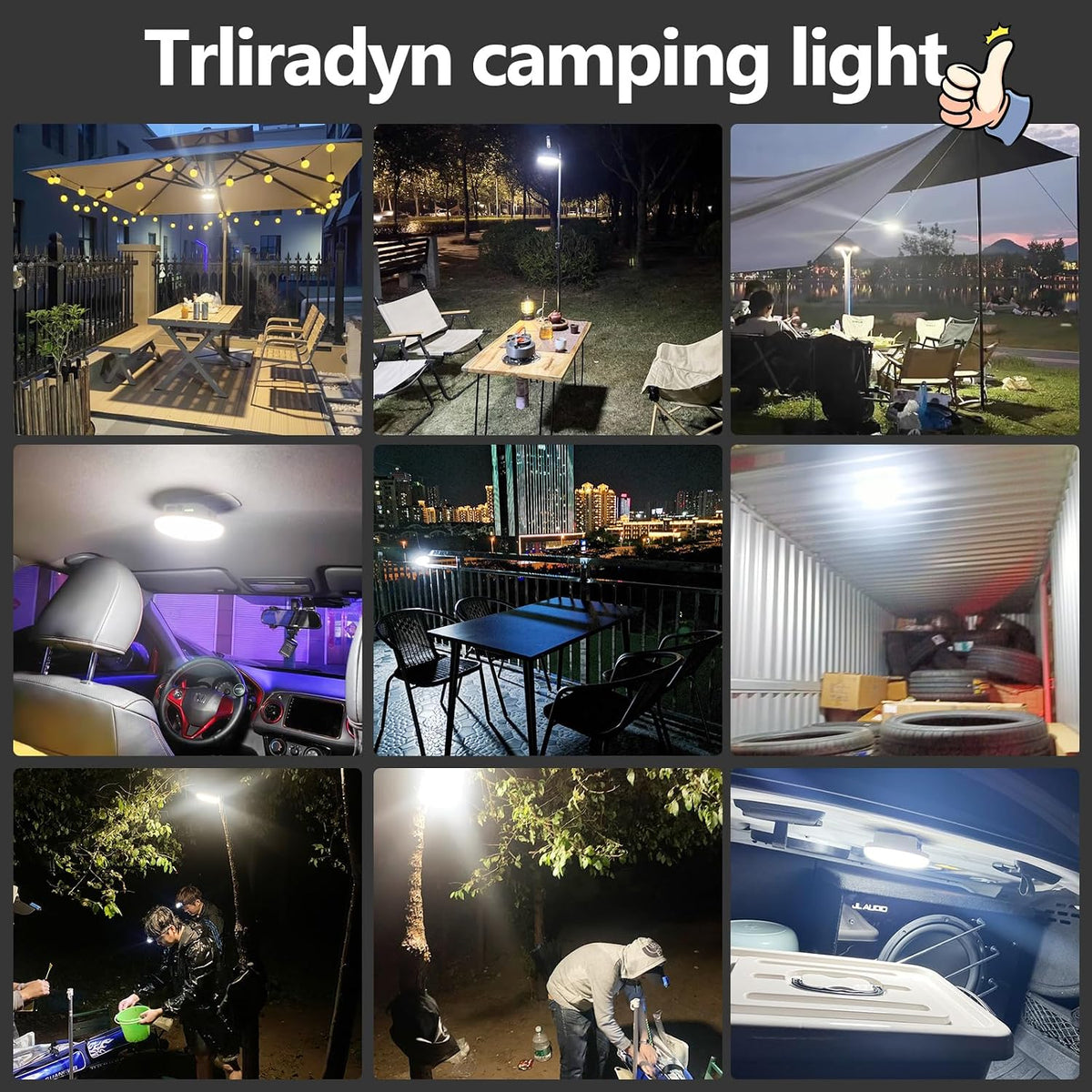 30W 4000LM Camping Tent Light,Rechargeable Canopy Light, 4 Lighting Modes