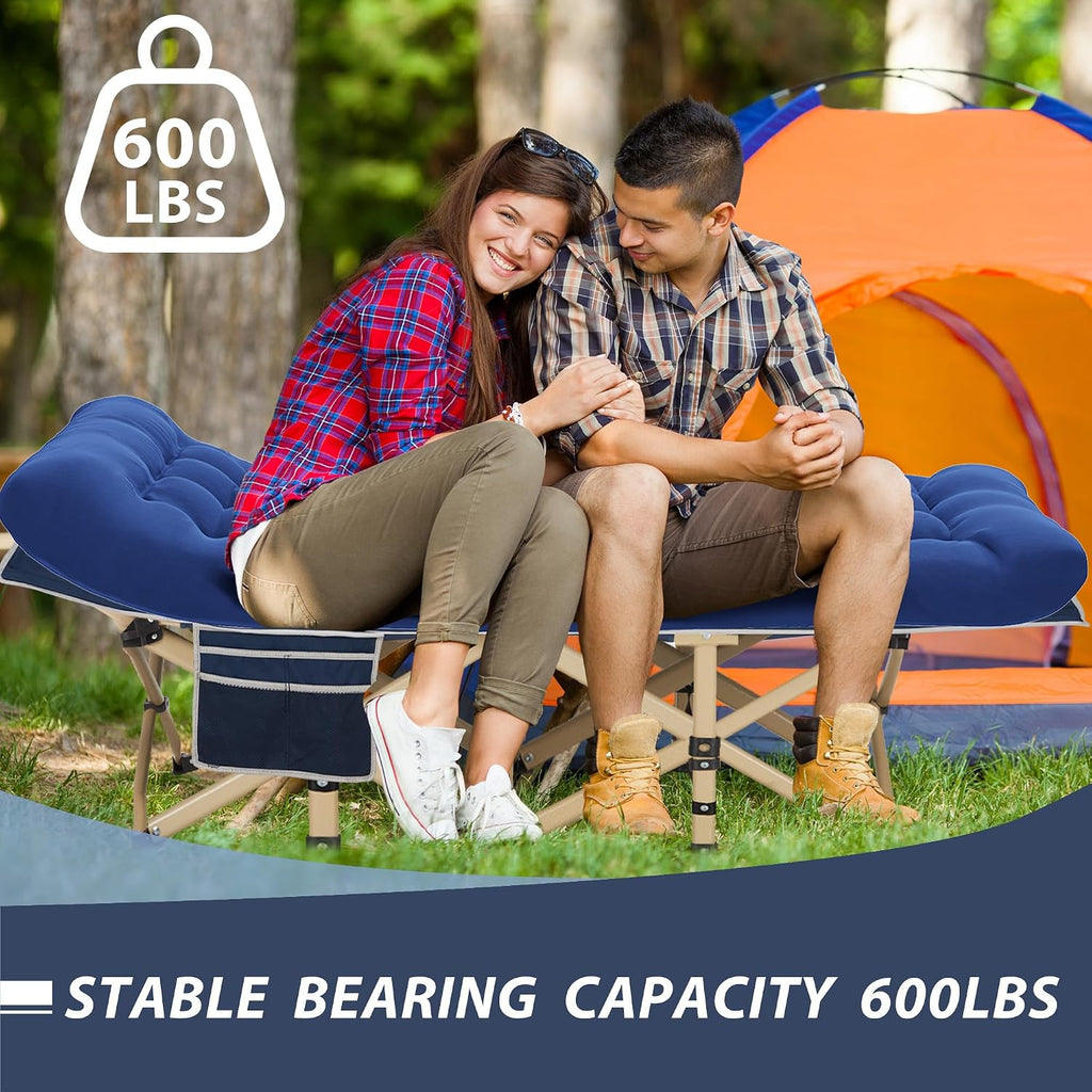 Folding Camping Cot with Mattress for Adults,28" Wide,600LBS