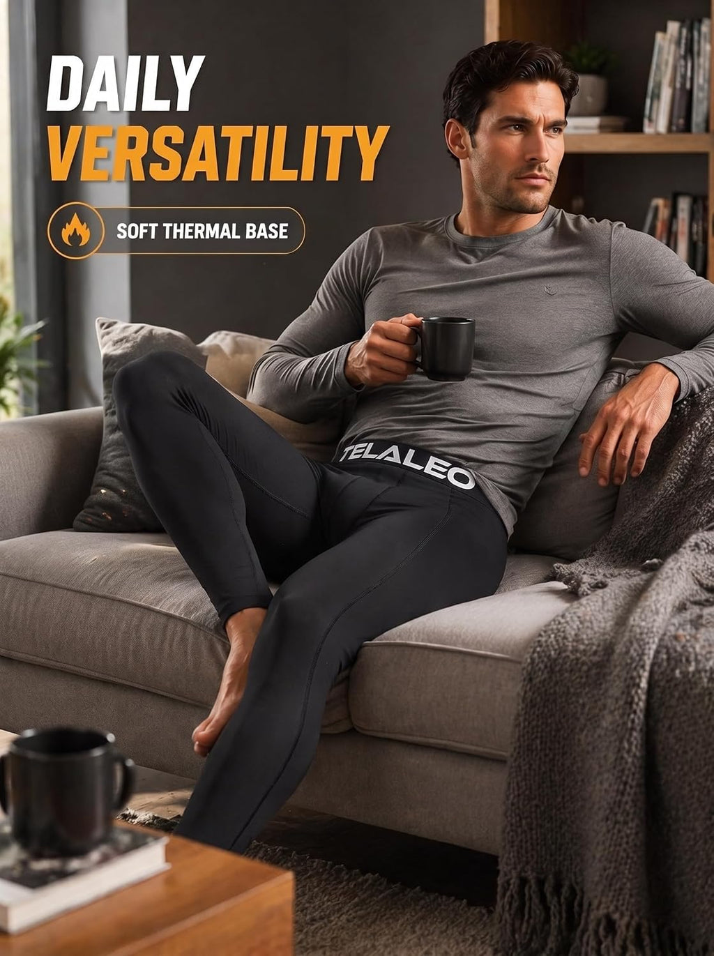 4 or 5 Pack Men's Thermal Compression Pants Fleece Lined Tights Leggings