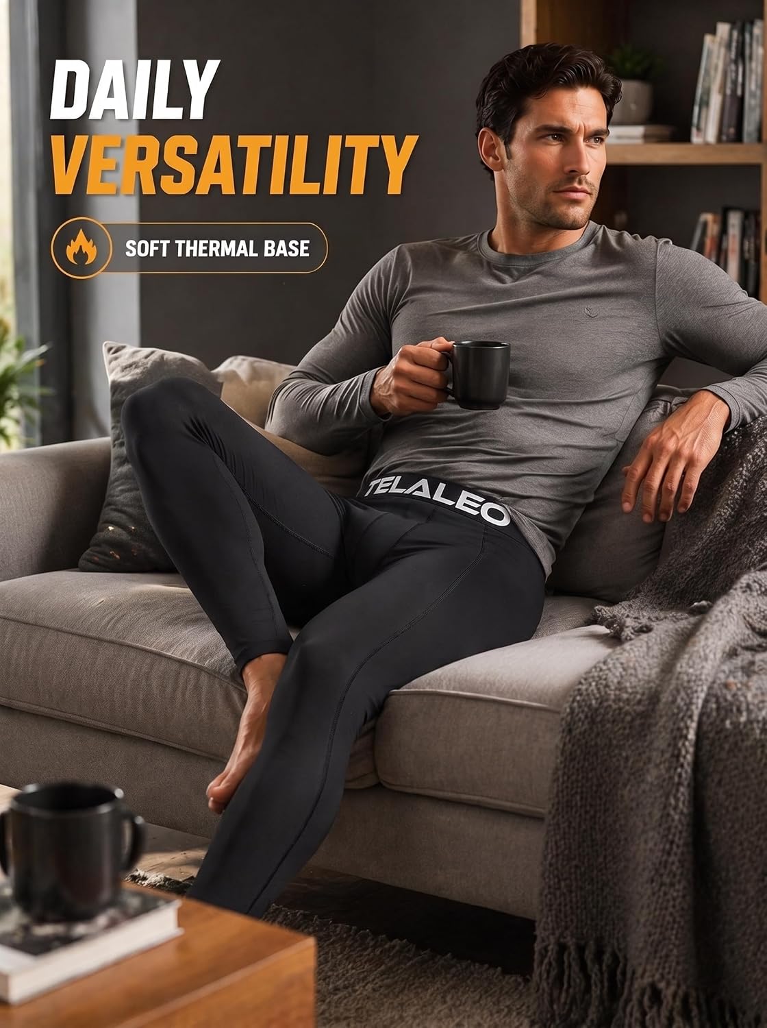 4 or 5 Pack Men's Thermal Compression Pants Fleece Lined Tights Leggings