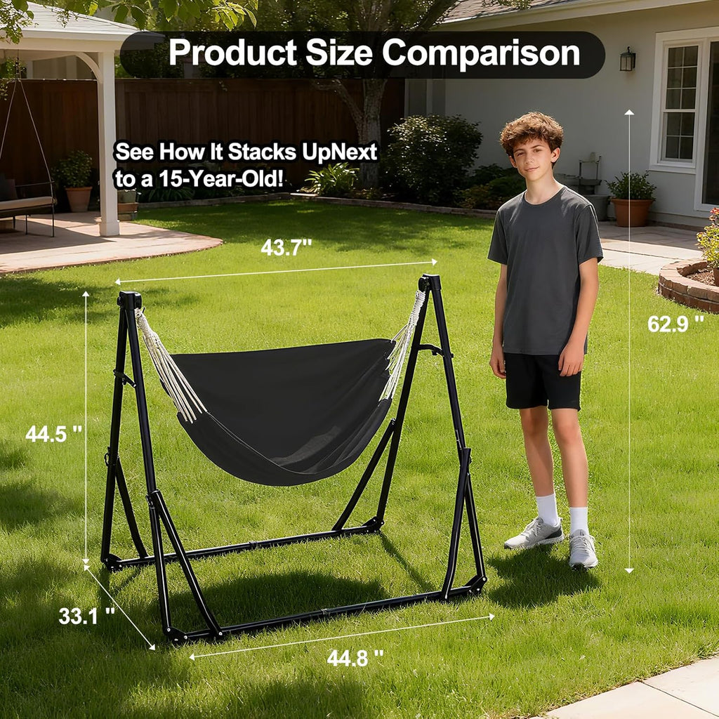 2-in-1 Hammock Chair with Stand, Portable Hammock, Black