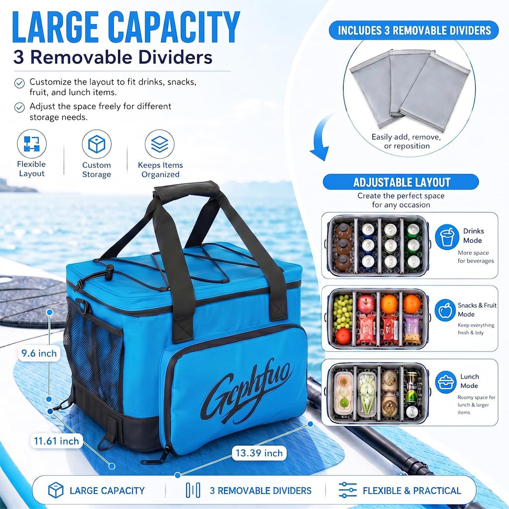 Paddle Board Cooler Bag, 24L Insulated SUP Kayak Deck Storage Bag