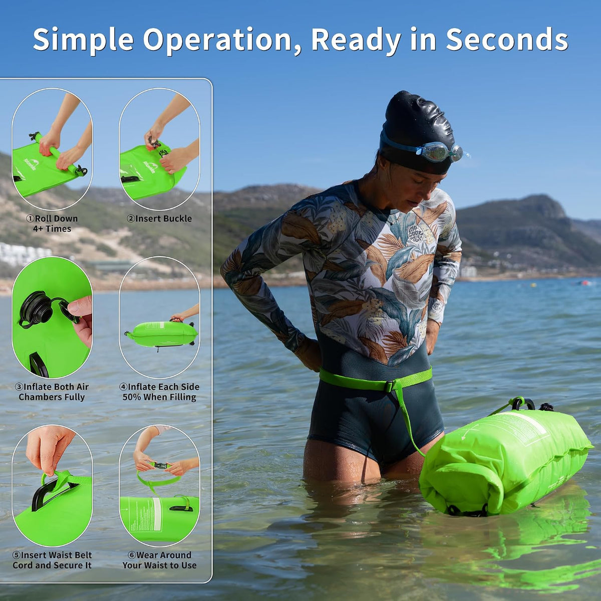 Naturehike 18L Waterproof Dry bags-Roll Top Waterproof Swimming Buoy with Waterproof Phone Compartment, Outdoor Bags Keep Gear Dry for Hiking, Kayaking, Camping, Swimming, Boating（Green）