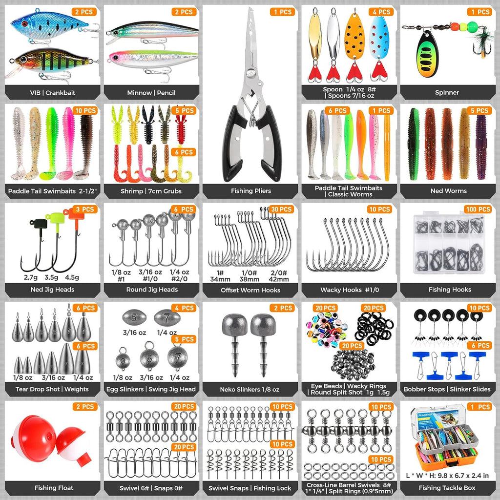 PLUSINNO Bass Fishing Lures Tackle Box Gear Kit with Tackle Included