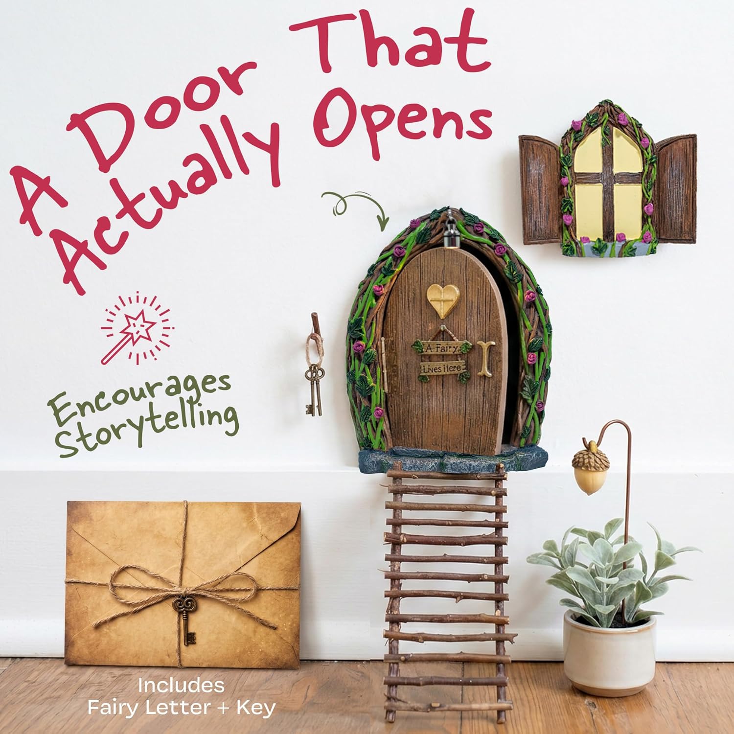 Opening Fairy Door and Window with Light, Fairy Doors for Trees Outdoor, Fairy Door, Fairy House Kit, Fairy Garden Decor, Fairy Doors, Fairy Garden Decor, Fairy Garden Decorations, Garden Fairy
