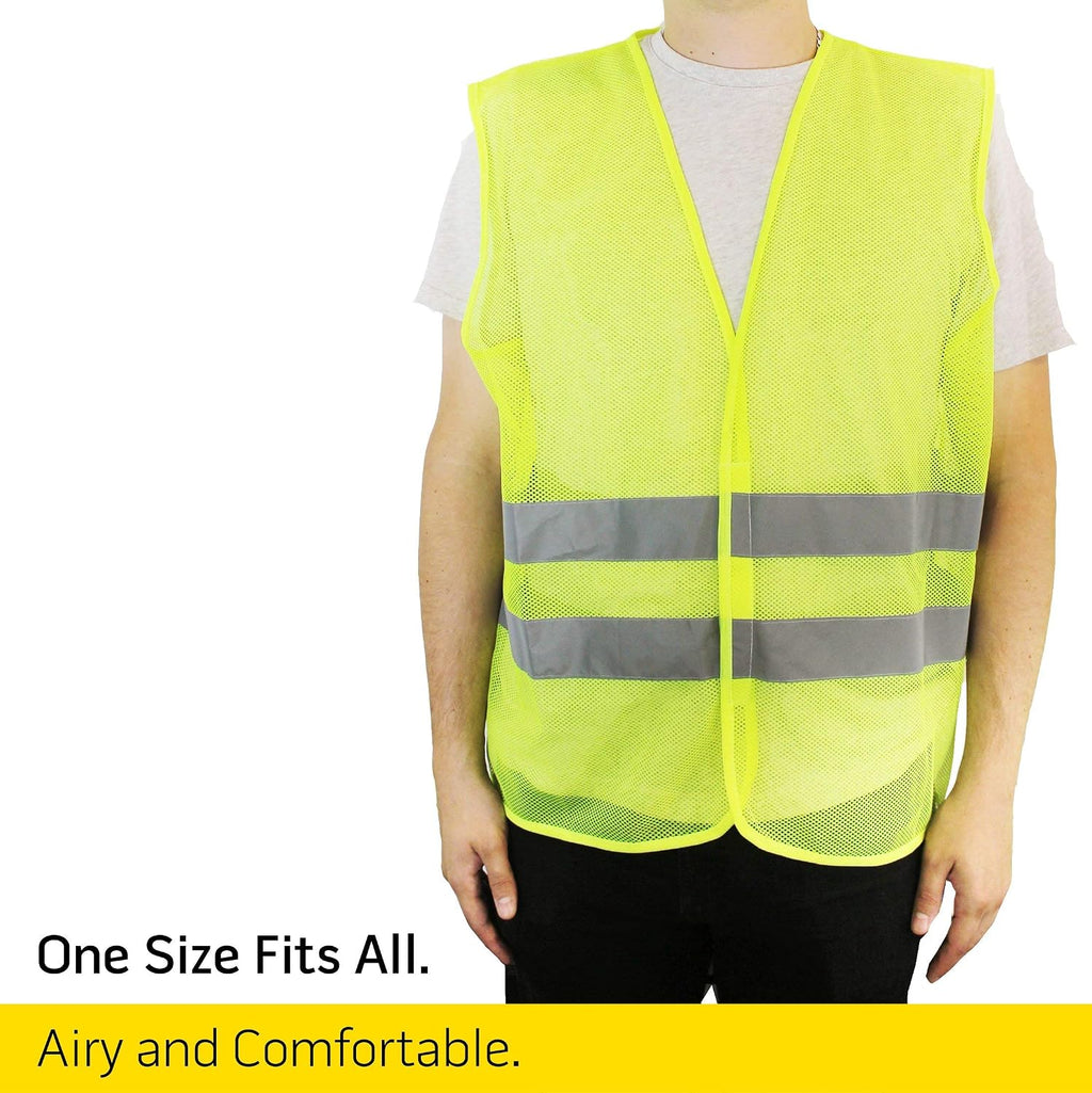 PeerBasics, 20 Pack, Yellow Reflective High Visibility Safety Vest, Hi Vis Silver Strip, Men Women, Work, Cycling, Runner, Construction (Mesh, 20)…