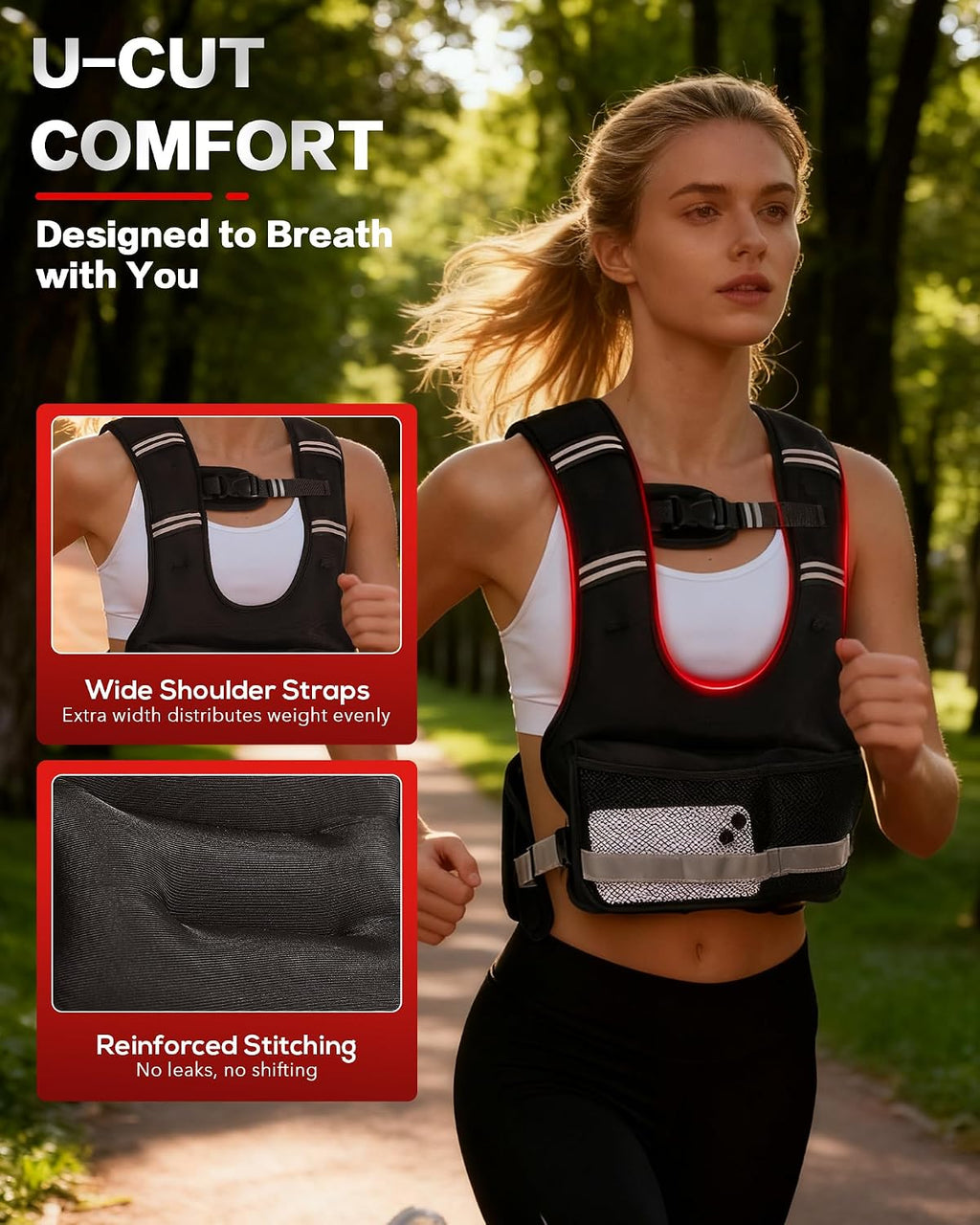 Weighted Vest for Women & Men with U-Shaped Breathable Design