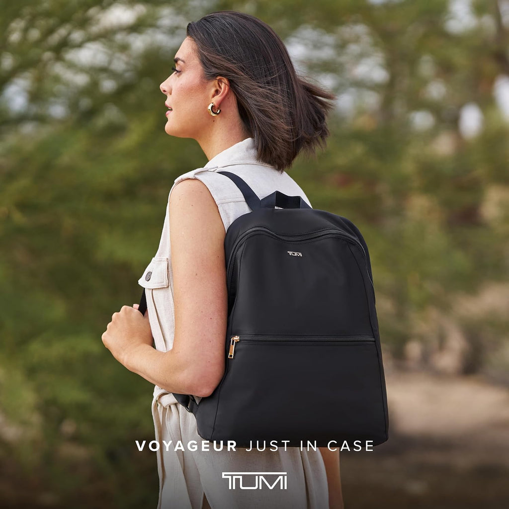 TUMI Just In Case Foldable Backpack, Lightweight, Black/Gold Hardware