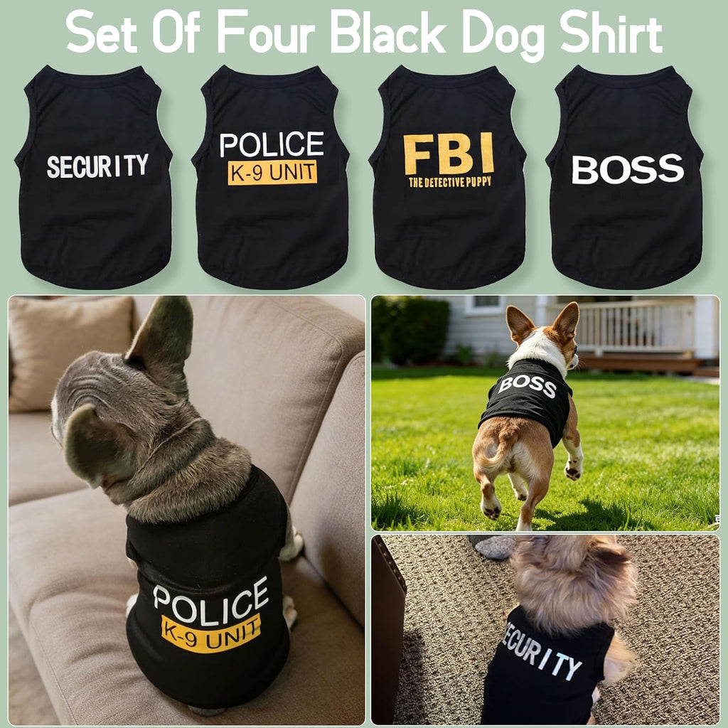 Dog Shirt 4 Pack Pet Clothes K9 Security Boss FBI Vest Costume for Cosplay