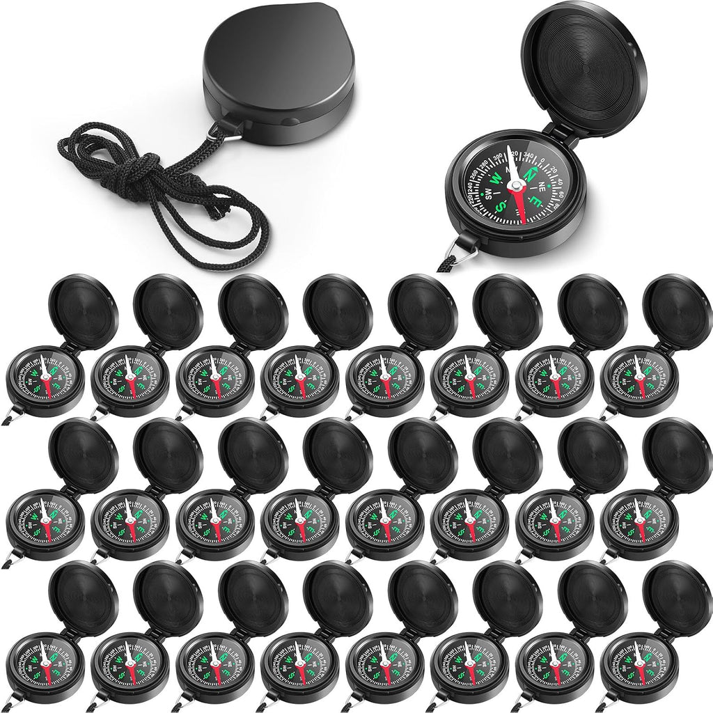 JaGely 24 Pcs Compass Bulk Gift Small Mini Pocket Compass with Hanging Rope for Military Camping Survival Outdoor Hiking Hunting Climbing