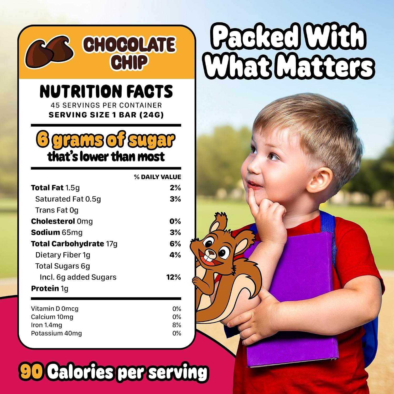 Snakkidz Organic Granola Bars, Chocolate Chip, Seed oil free, 45 Bars